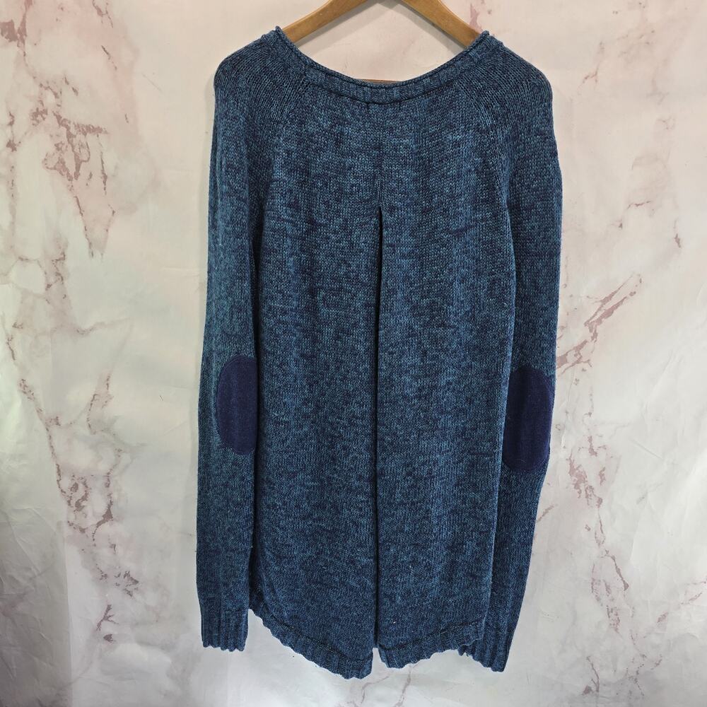 Toad & Co Sweater Womens XL Blue Merino Wool Marked Elbow Patches Roll Neck - Picture 6 of 13